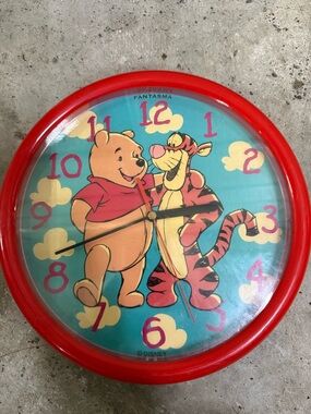 Disney Red Winnie the Pooh & Tigger Wall Clock